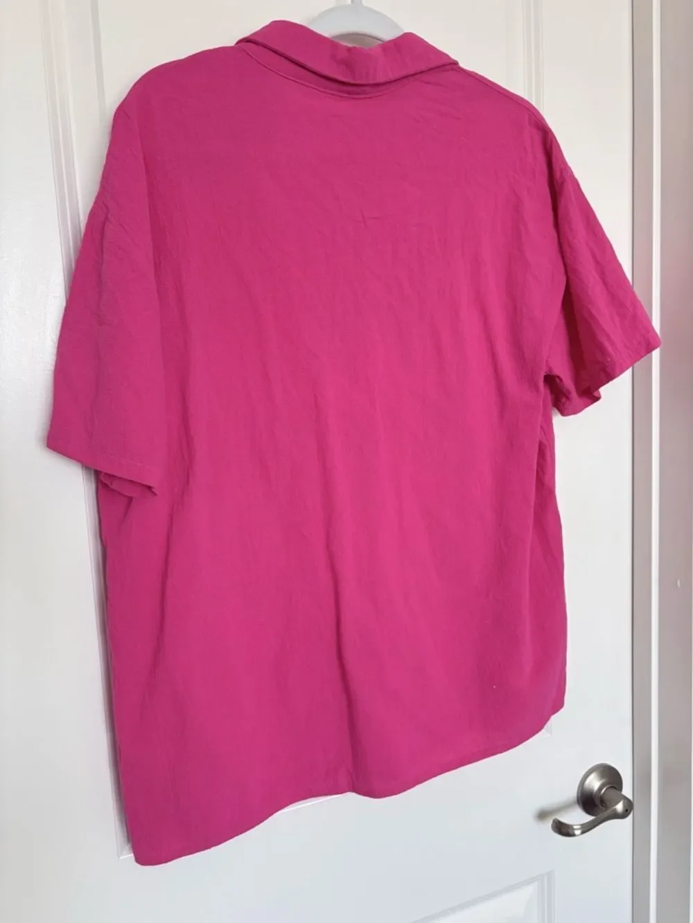 100% Cotton Matching Set Barbiecore Pink Cover up Outfit Button Up Shirt Short M